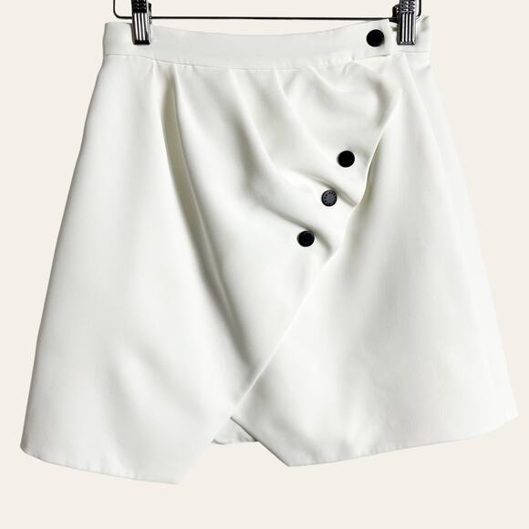 Sandro Paris Ecru Zoelle Asymmetric Button A-Line Mini Skirt S - Picture 3 of 11
